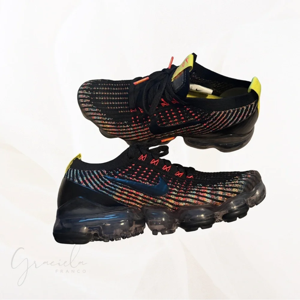 LIKE NEW Nike Women's Black Multicolor Knit Air VaporMax-Style Sneakers - Picture 3 of 5